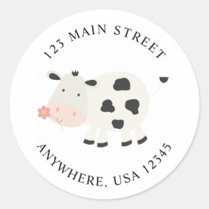 Cute Cow Birthday return address labels