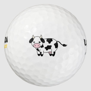 cute cow black white golf ball