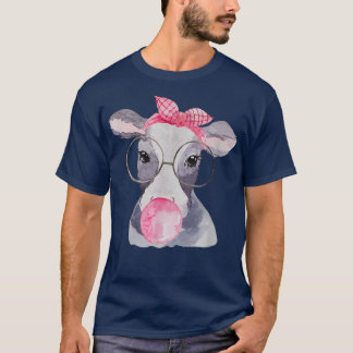 Cute Cow Blowing Bubble Cowgirl Farm Life  T-Shirt