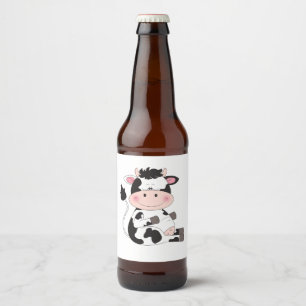 Cute Cow Cartoon Beer Bottle Label