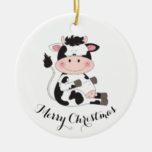 Cute Cow Cartoon Ceramic Tree Decoration