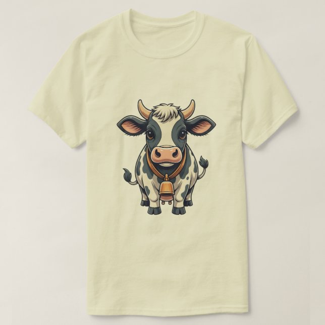 Cute Cow Cartoon Illustration – Adorable Farm Anim T-Shirt (Design Front)