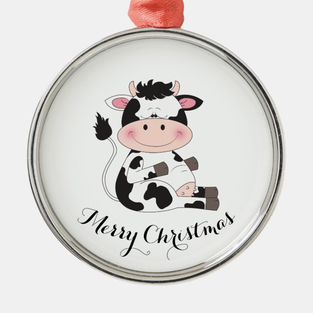 Cute Cow Cartoon Metal Tree Decoration (Front)