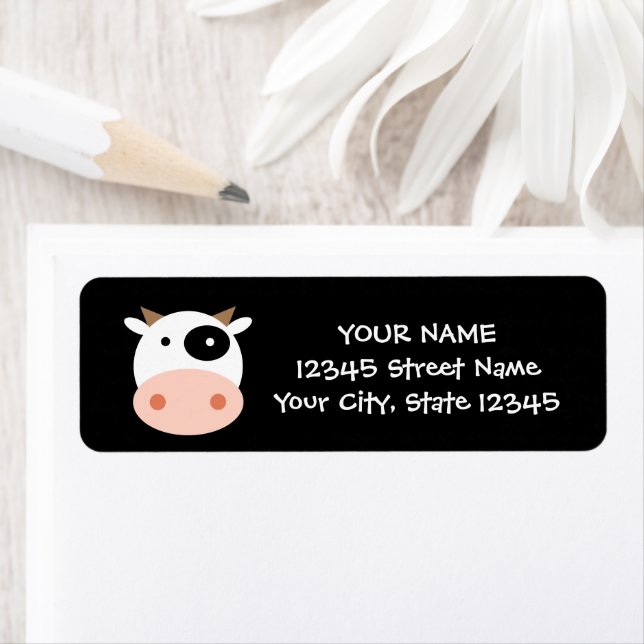 Cute cow cartoon Return Address Label (Insitu)