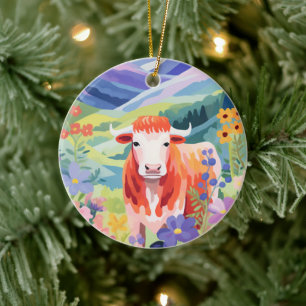 Cute Cow Ceramic Tree Decoration