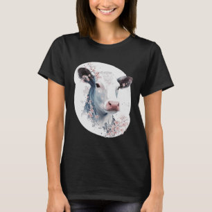 Cute Cow Cherry Blossom Japanese Sakura Farming Co T-Shirt