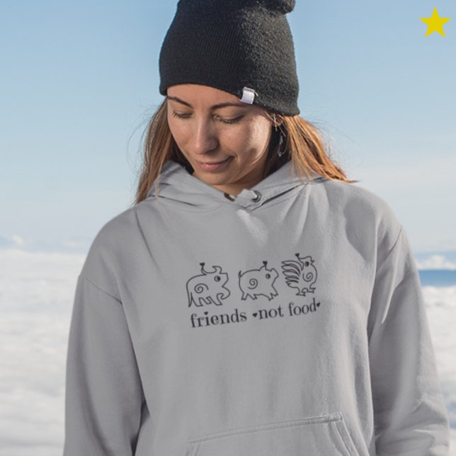 Cute Cow Chicken Pig Doodle Vegan Vegetarian Hoodie (Creator Uploaded)