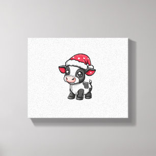 Cute Cow Christmas Comic X-Mas Canvas Print
