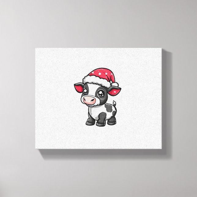 Cute Cow Christmas Comic X-Mas  Canvas Print (Front)