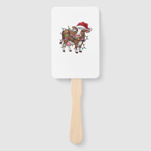 Cute Cow Christmas Light Reindeer Santa Christmas Hand Fan