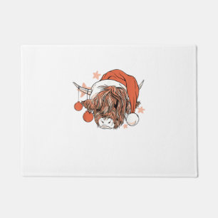 Cute Cow Christmas Santa Hat Funny Festive  Doormat