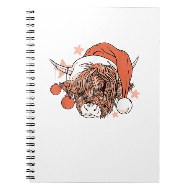 Cute Cow Christmas Santa Hat Funny Festive  Notebook (Front)