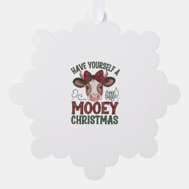 Cute Cow Christmas  Tree Decoration Card (Front)