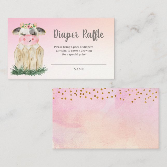 Cute Cow Diaper Raffle  Enclosure Card (Front/Back)