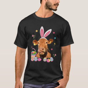 Cute Cow Easter Day Bunny Eggs Basket Heifer Cow F T-Shirt