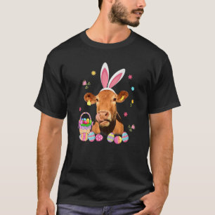 Cute Cow Easter Day Bunny Eggs Basket Heifer Cow F T-Shirt