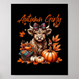 Cute Cow Fall Autumn Girly Thanksgiving Poster