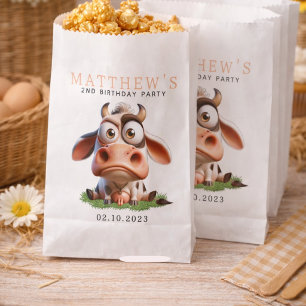 Cute Cow Farm Animals 2nd Birthday Party Favour Bags