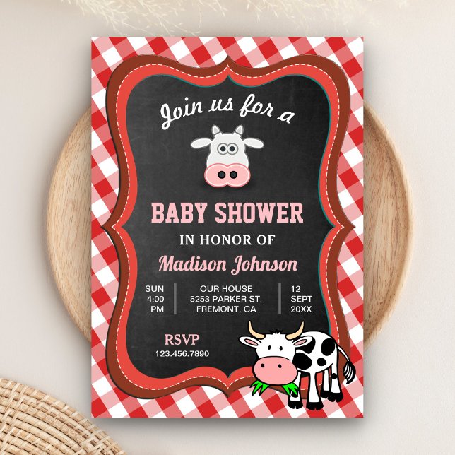 Cute Cow Farm Baby Shower Invitation (Creator Uploaded)