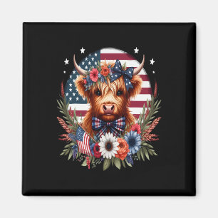 Cute Cow Florals 4th Of July Usa Flag Patriotic Co Magnet