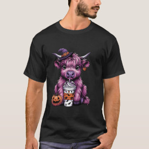 Cute Cow Ghost Drinking Coffee Halloween Ghost Cof T-Shirt