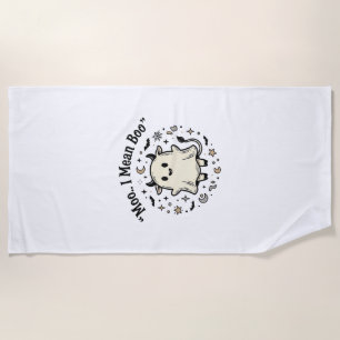 Cute Cow Ghost Halloween Moo Boo Vintage Design_1 Beach Towel