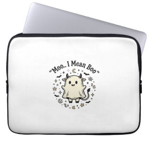 Cute Cow Ghost Halloween Moo Boo Vintage Design_1 Laptop Sleeve