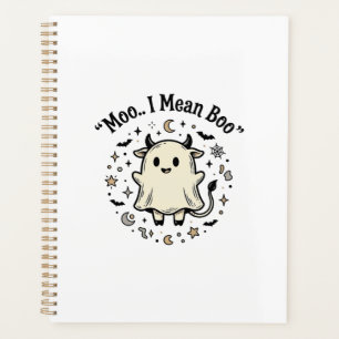 Cute Cow Ghost Halloween Moo Boo Vintage Design_1 Planner