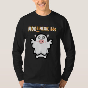 Cute Cow Ghost Moo I Mean Boo Funny Halloween T-Shirt