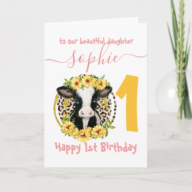 cute cow girl birthday card (Front)