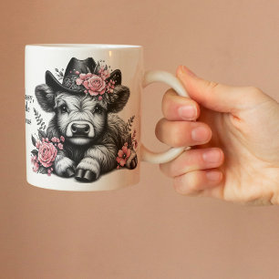 Cute Cow Girl Highland Cow With Text  Coffee Mug
