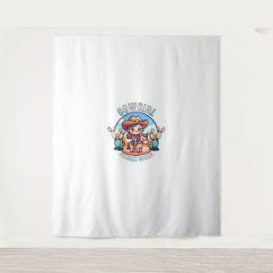 Cute Cow Girl Horse Riding Cowgirl Sunset Rider _1 Tapestry