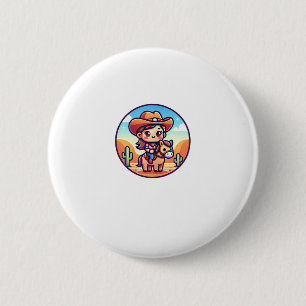 Cute Cow Girl Horse Riding Cowgirl Sunset Rider _8 6 Cm Round Badge