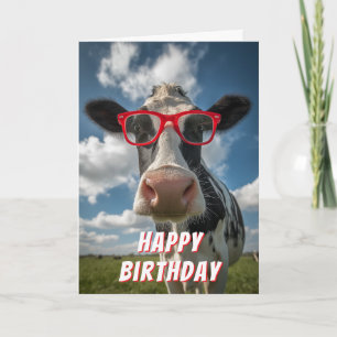 Cute Cow Happy Birthday Card