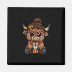 Cute Cow Hat Pumpkin Drink Coffee Lover Halloween  Magnet