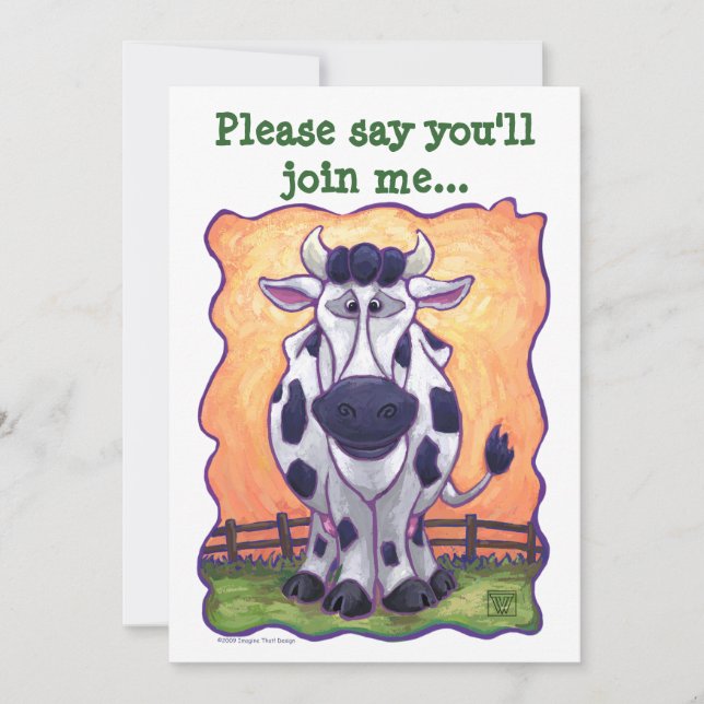 Cute Cow Head and Tails Party Invitation (Front)