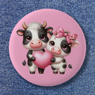 Cute Cow Heart 6 Cm Round Badge