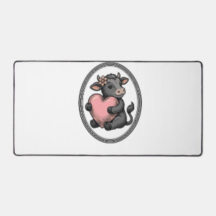 Cute Cow Heart Vintage Engraving Farm Shirt Desk Mat