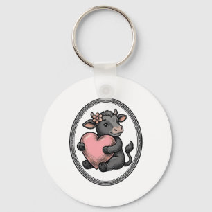 Cute Cow Heart Vintage Engraving Farm Shirt Key Ring