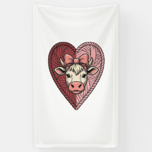 Cute Cow Heart Yarn Vintage Engraving Design_1 Banner