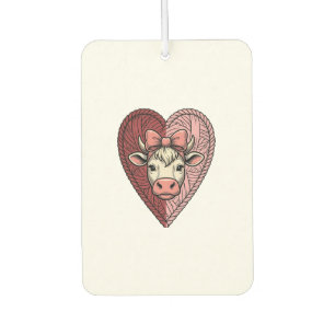 Cute Cow Heart Yarn Vintage Engraving Design_1 Car Air Freshener