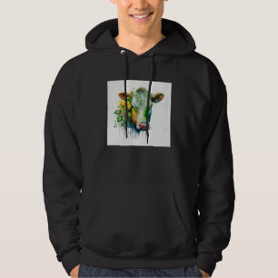 Cute Cow Illustration Flowers Laefy Green Women Me Hoodie