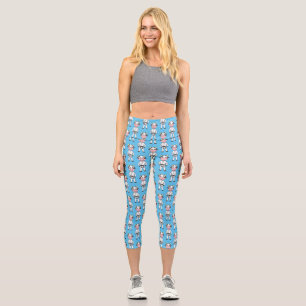 Cute cow in kung fu suit cartoon capri leggings