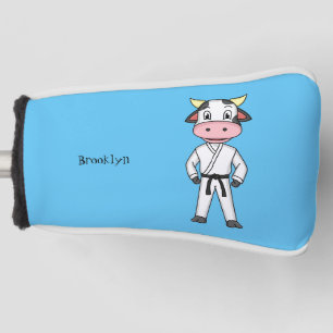 Cute cow in kung fu suit cartoon golf head cover