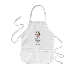 Cute cow in kung fu suit cartoon kids apron