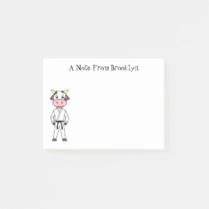 Cute cow in kung fu suit cartoon post-it notes