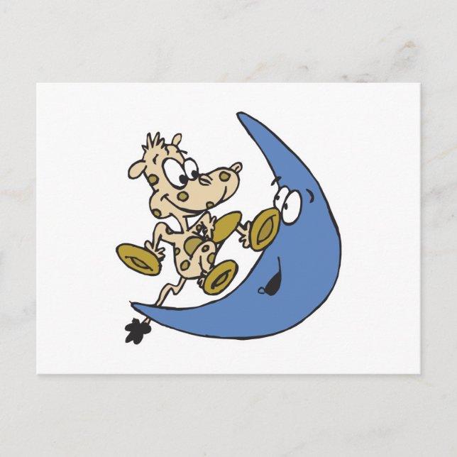 cute cow jumping over moon postcard (Front)