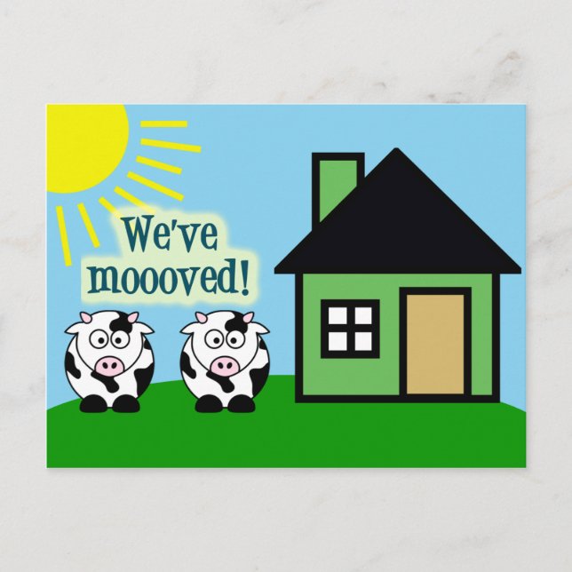 Cute Cow Just Moved Cards (Front)
