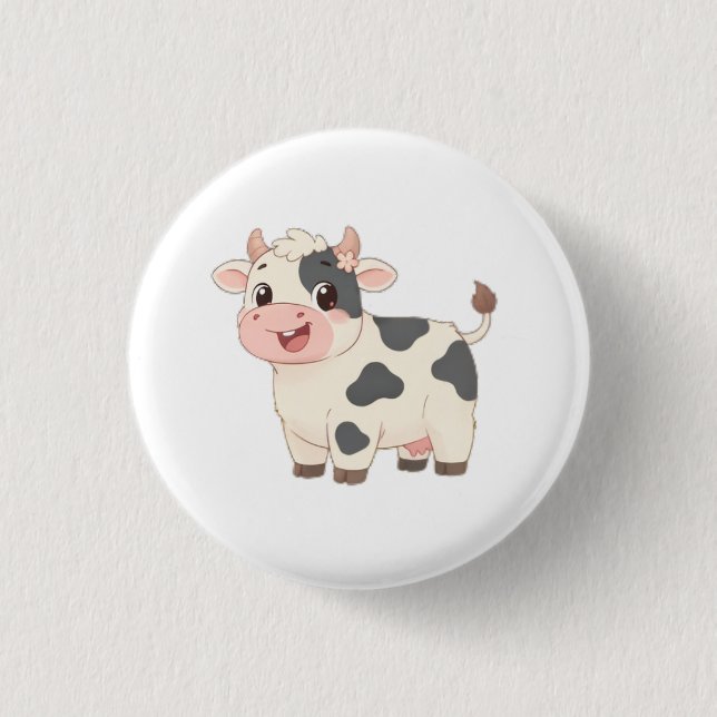 Cute Cow Keychain 3 Cm Round Badge (Front)