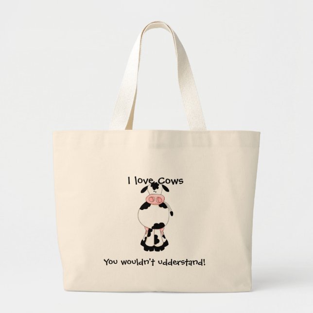 Cute Cow Large Tote Bag (Front)